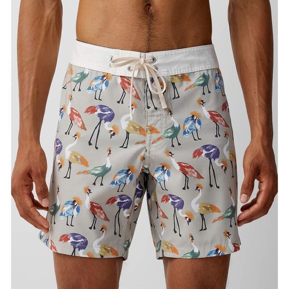 Rhythm Royal Crane Birds Trunk Board Shorts - Picture 1 of 5